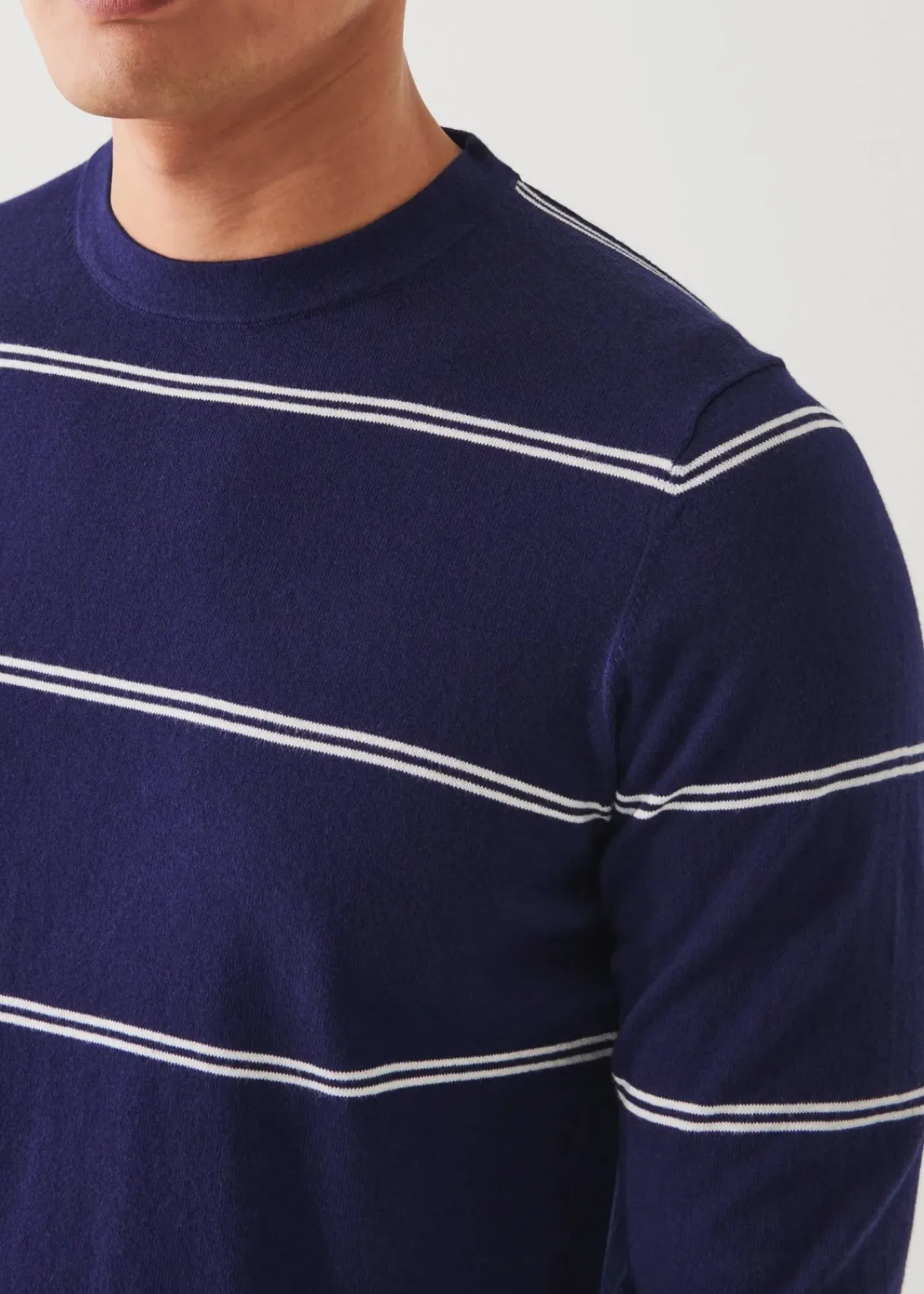 PATRICK ASSARAF Cotton Blend Striped Crewneck Sweater|Men Knitwear