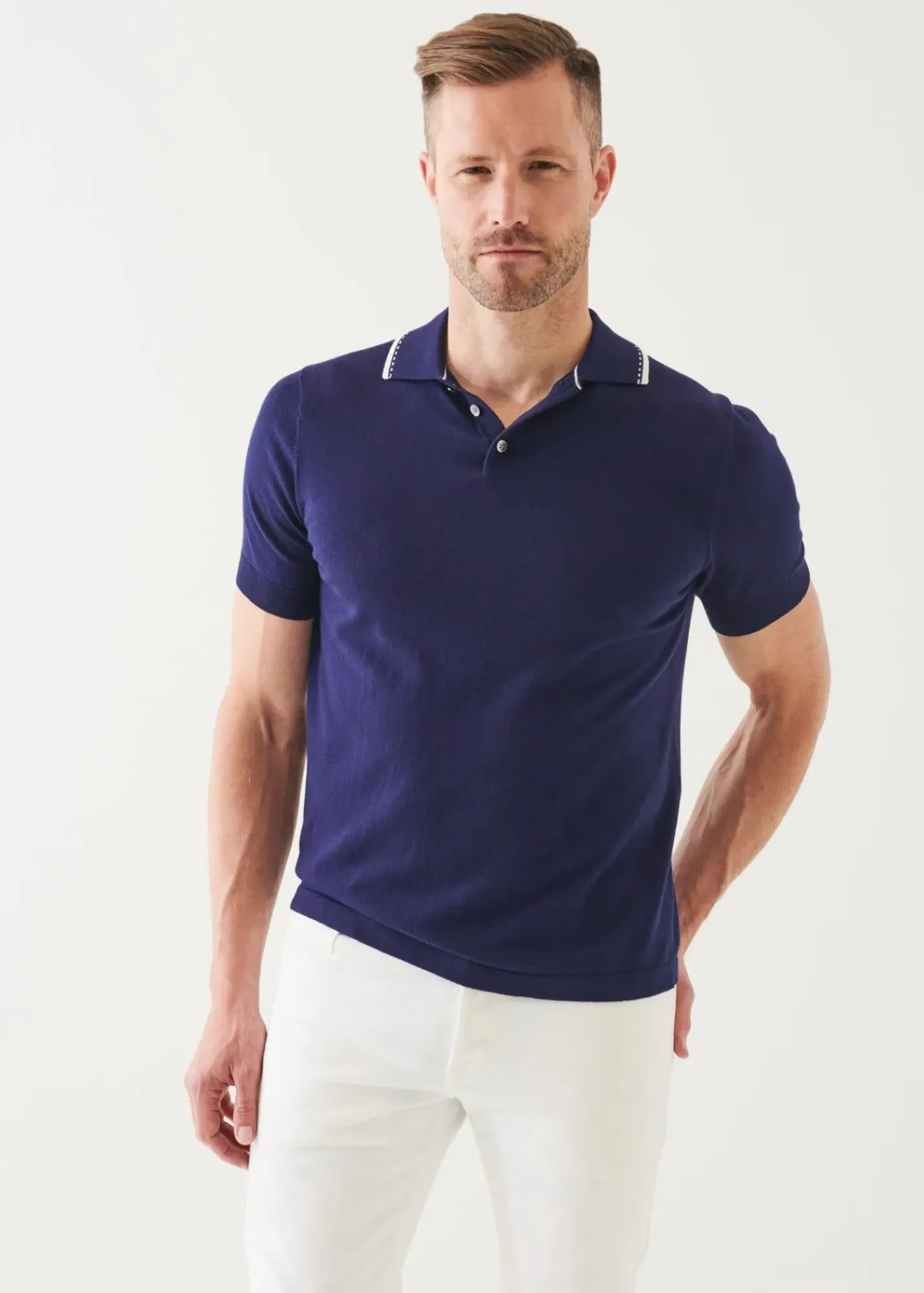 PATRICK ASSARAF Cotton Blend Tipped Polo|Men Polos