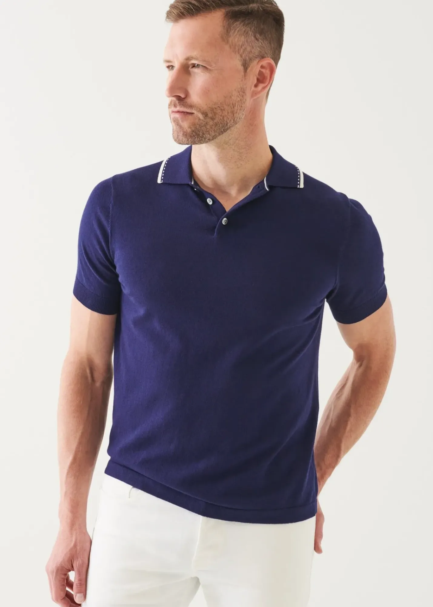 PATRICK ASSARAF Cotton Blend Tipped Polo|Men Polos