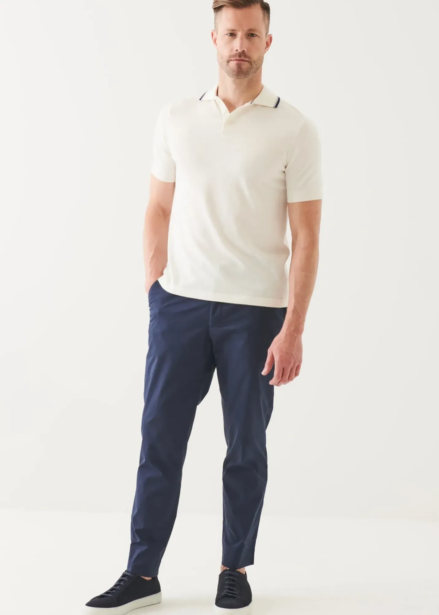 PATRICK ASSARAF Cotton Blend Tipped Polo|Men Polos