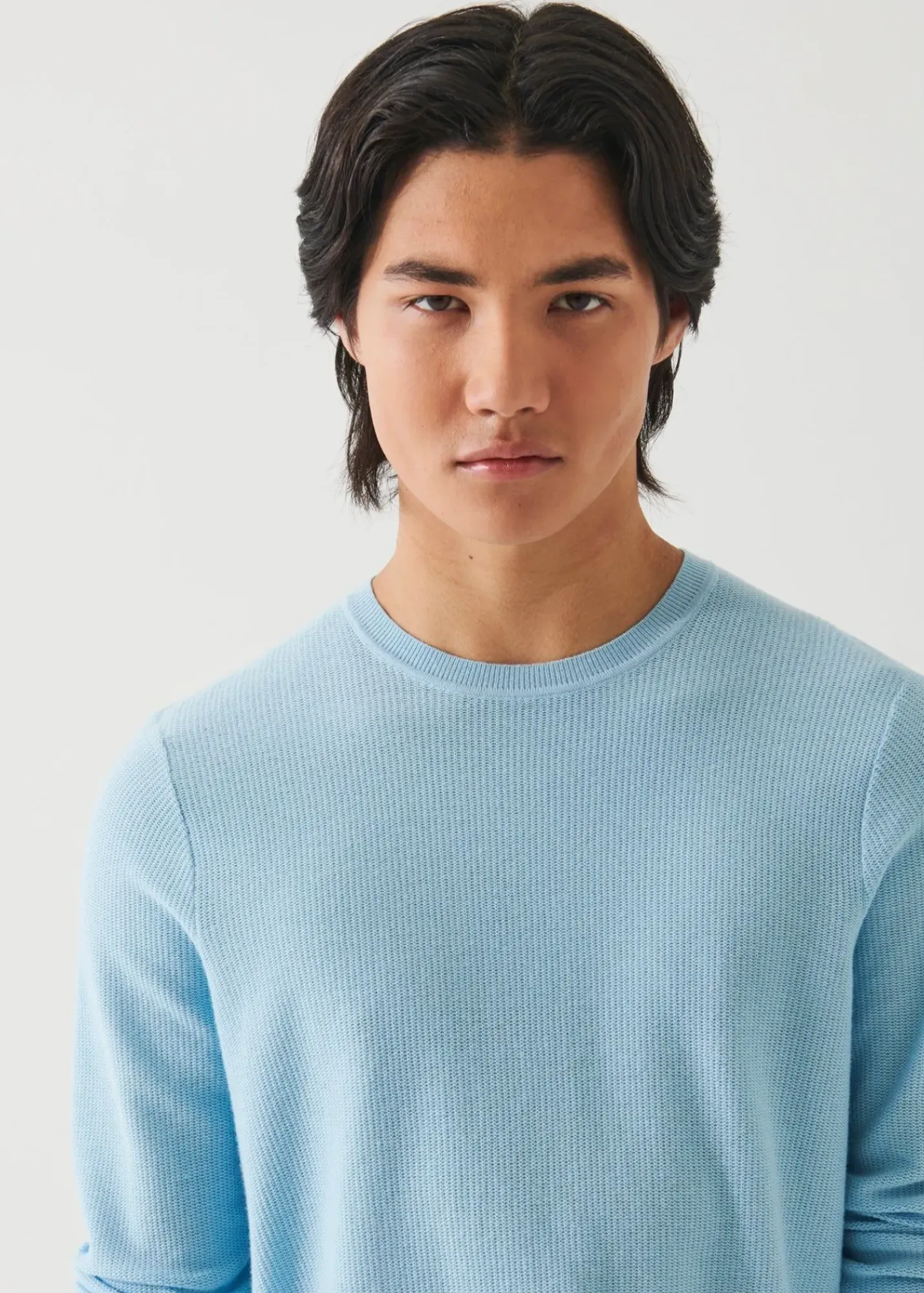 PATRICK ASSARAF Cotton Cashmere Crochet Crewneck|Men Knitwear
