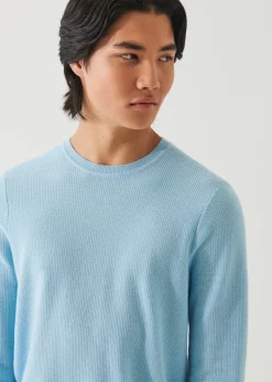 PATRICK ASSARAF Cotton Cashmere Crochet Crewneck|Men Knitwear