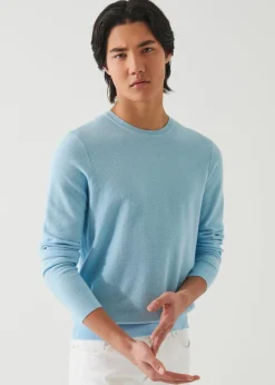 PATRICK ASSARAF Cotton Cashmere Crochet Crewneck|Men Knitwear