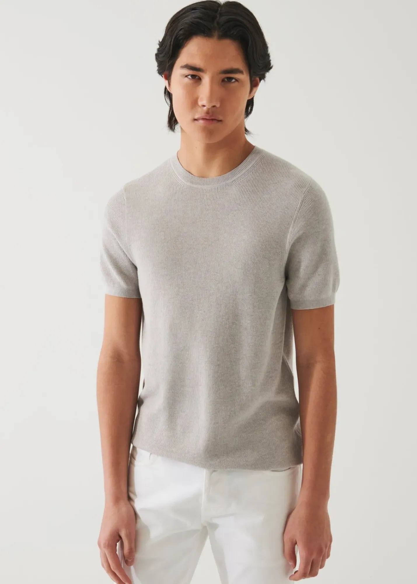 PATRICK ASSARAF Cotton Cashmere Ribbed Crewneck|Men Knitwear