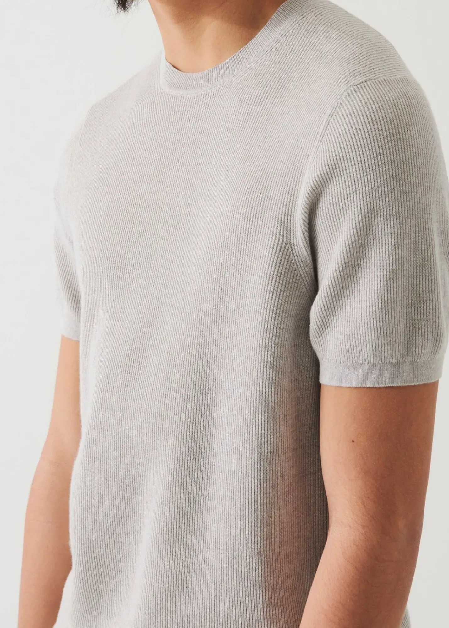 PATRICK ASSARAF Cotton Cashmere Ribbed Crewneck|Men Knitwear