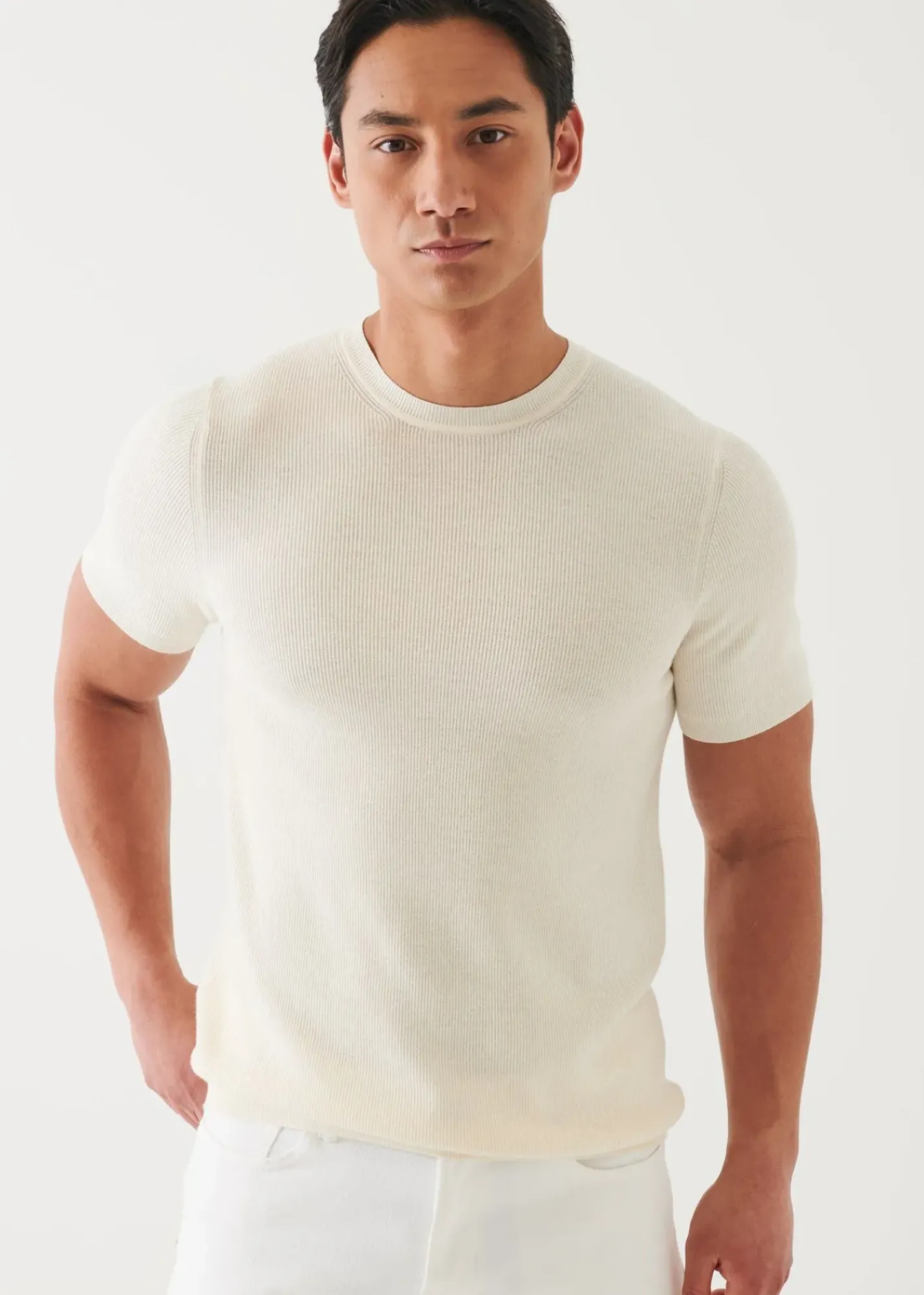 PATRICK ASSARAF Cotton Cashmere Ribbed Crewneck|Men Knitwear