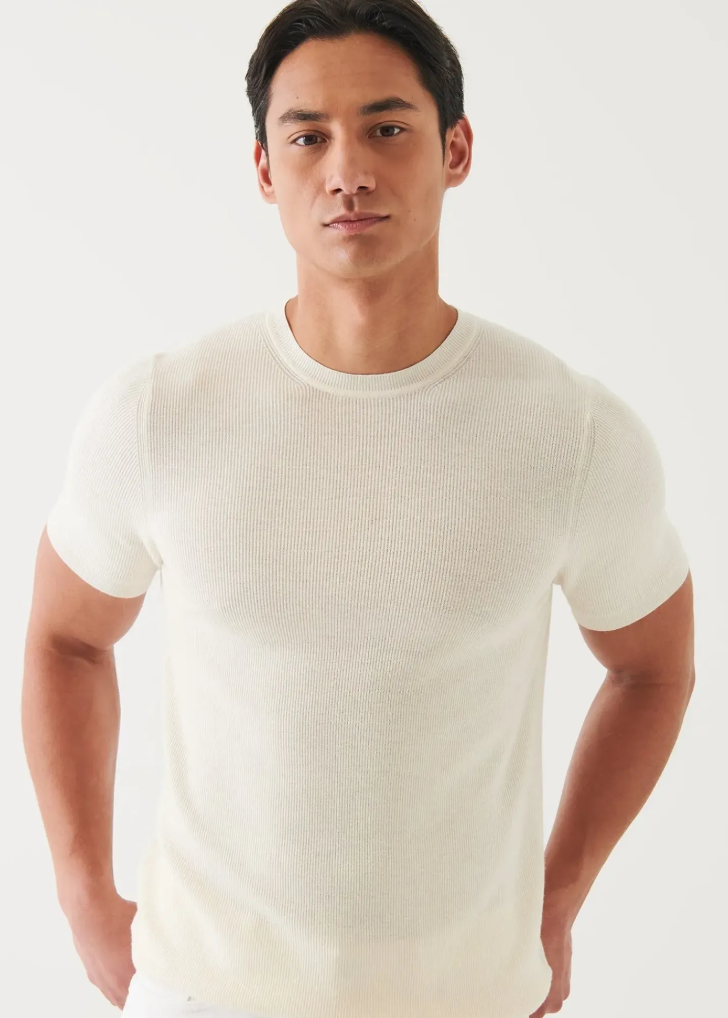 PATRICK ASSARAF Cotton Cashmere Ribbed Crewneck|Men Knitwear