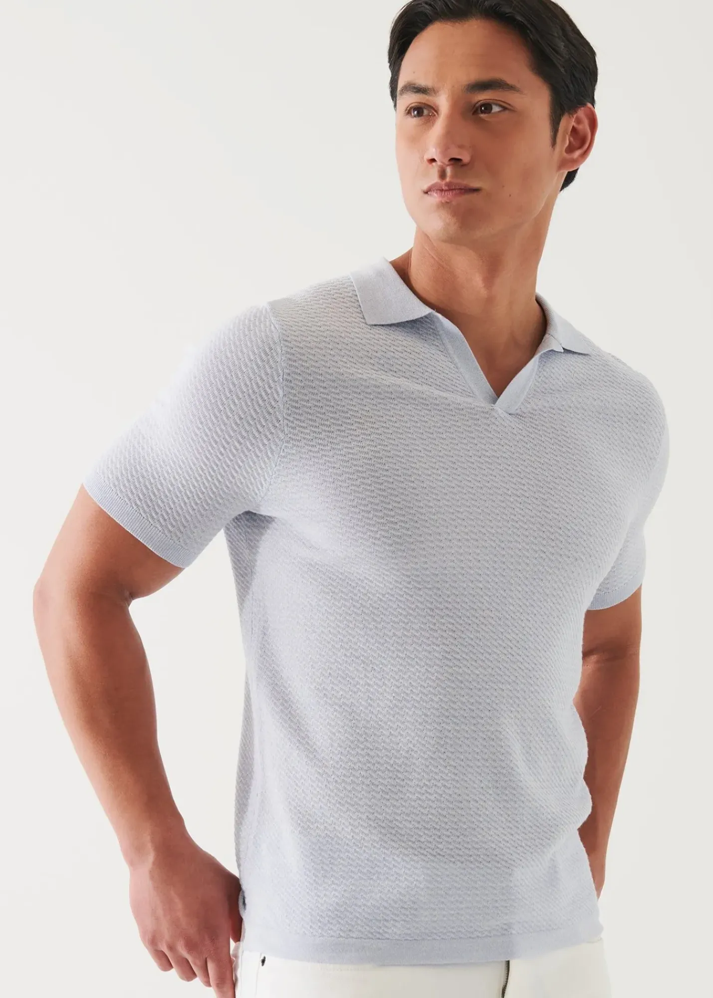 PATRICK ASSARAF Cotton Cupro Open Polo|Men Knitwear