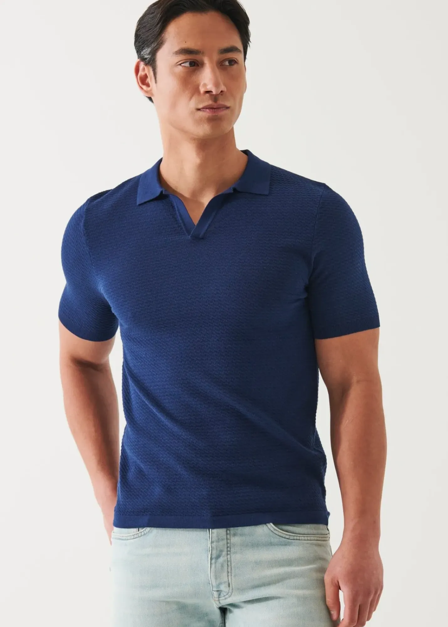 PATRICK ASSARAF Cotton Cupro Open Polo|Men Knitwear
