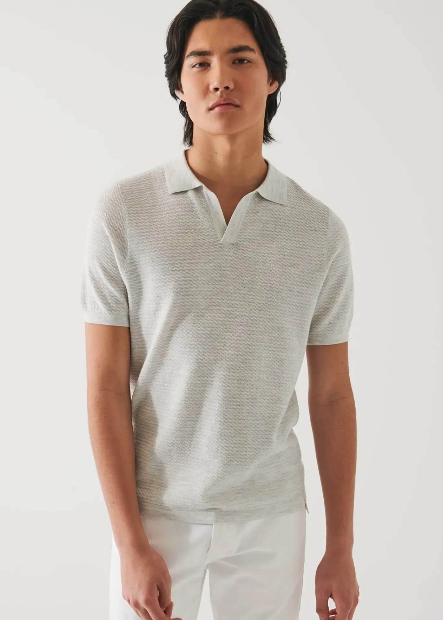 PATRICK ASSARAF Cotton Cupro Open Polo|Men Knitwear