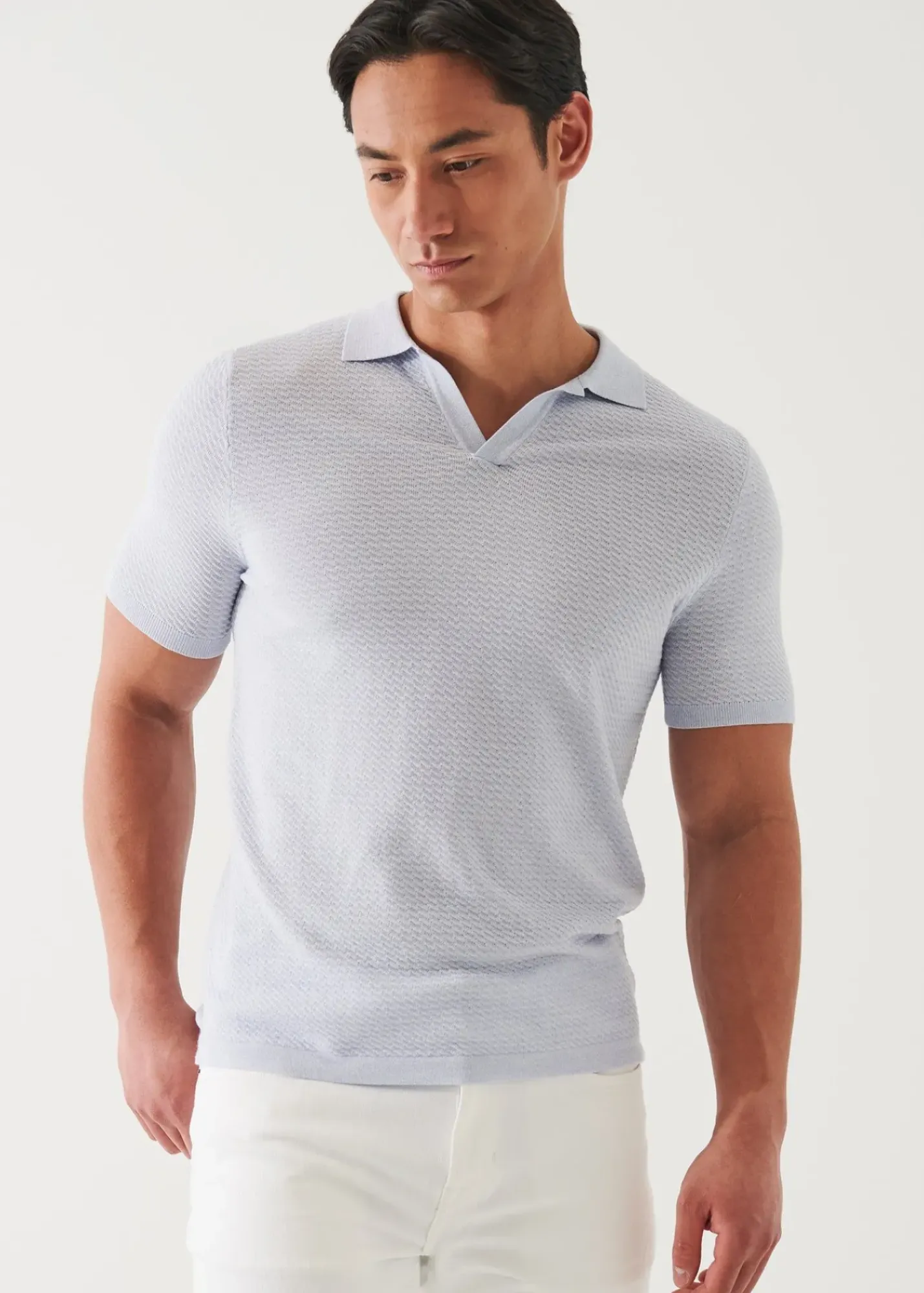 PATRICK ASSARAF Cotton Cupro Open Polo|Men Knitwear