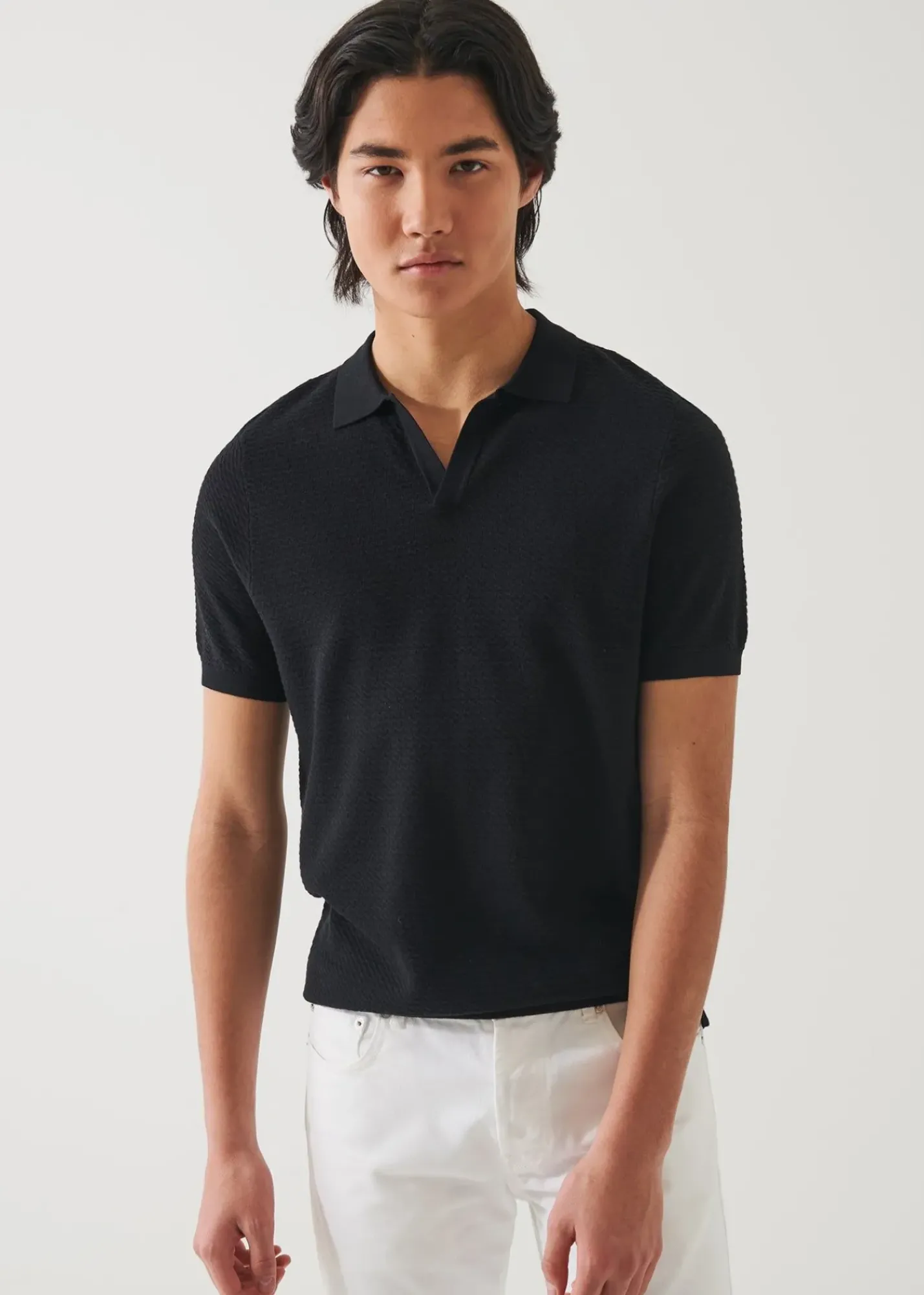 PATRICK ASSARAF Cotton Cupro Open Polo|Men Knitwear