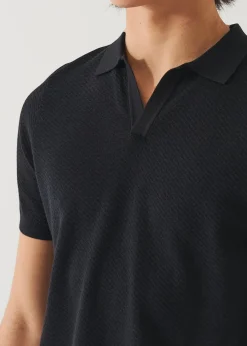 PATRICK ASSARAF Cotton Cupro Open Polo|Men Knitwear