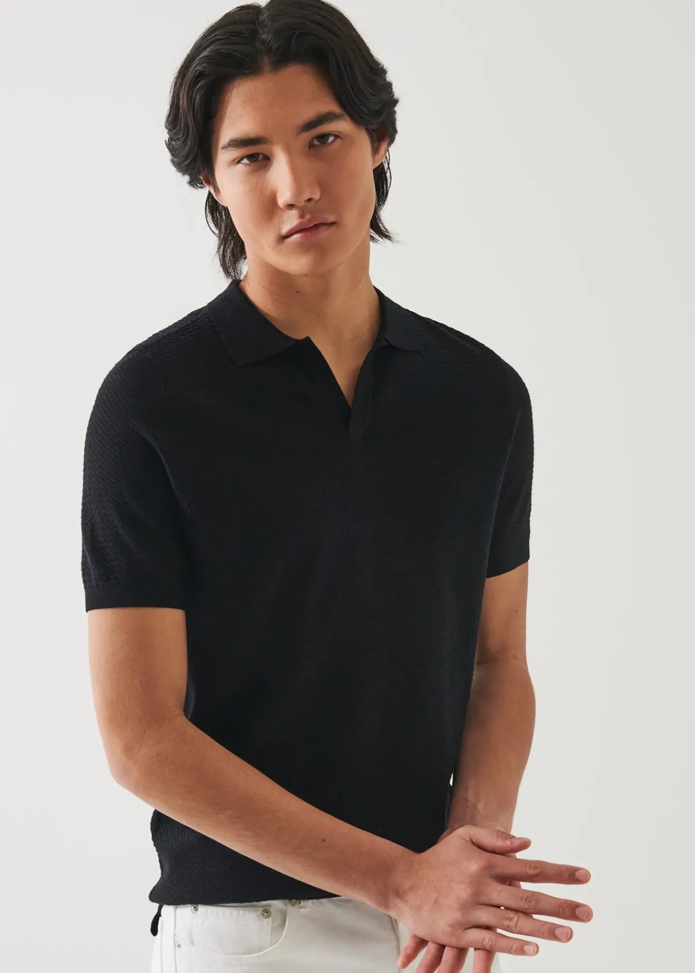 PATRICK ASSARAF Cotton Cupro Open Polo|Men Knitwear