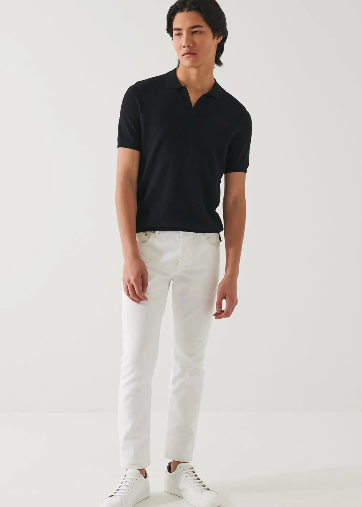 PATRICK ASSARAF Cotton Cupro Open Polo|Men Knitwear