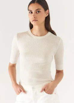 PATRICK ASSARAF Cotton Cupro Ribbed Crewneck|Women Knitwear