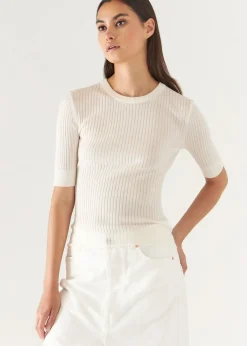 PATRICK ASSARAF Cotton Cupro Ribbed Crewneck|Women Knitwear