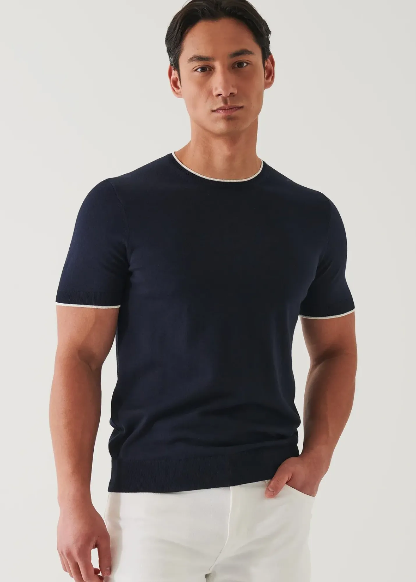 PATRICK ASSARAF Cotton Cupro Short Sleeve Crewneck|Men Knitwear