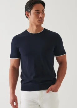 PATRICK ASSARAF Cotton Cupro Short Sleeve Crewneck|Men Knitwear