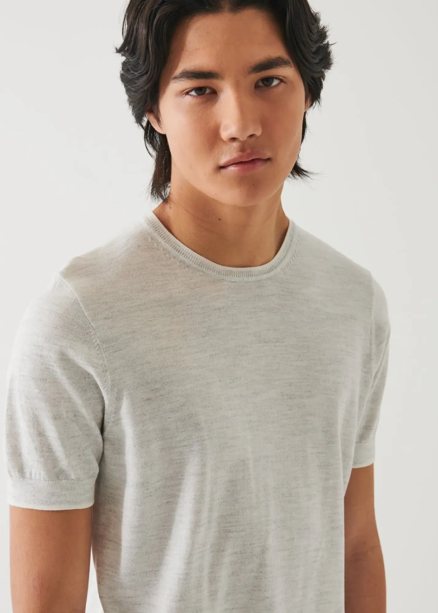 PATRICK ASSARAF Cotton Cupro Short Sleeve Crewneck|Men Knitwear