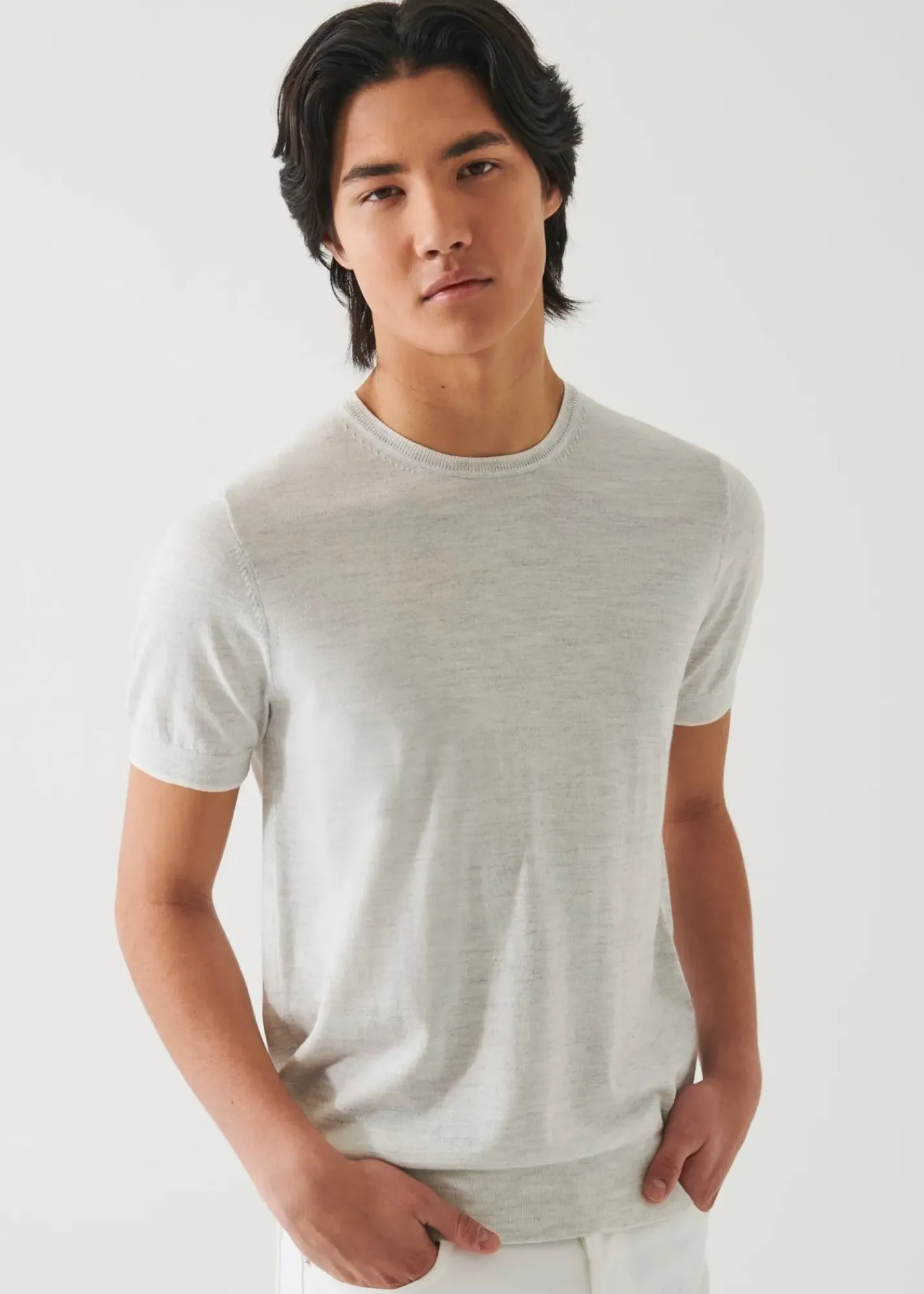 PATRICK ASSARAF Cotton Cupro Short Sleeve Crewneck|Men Knitwear
