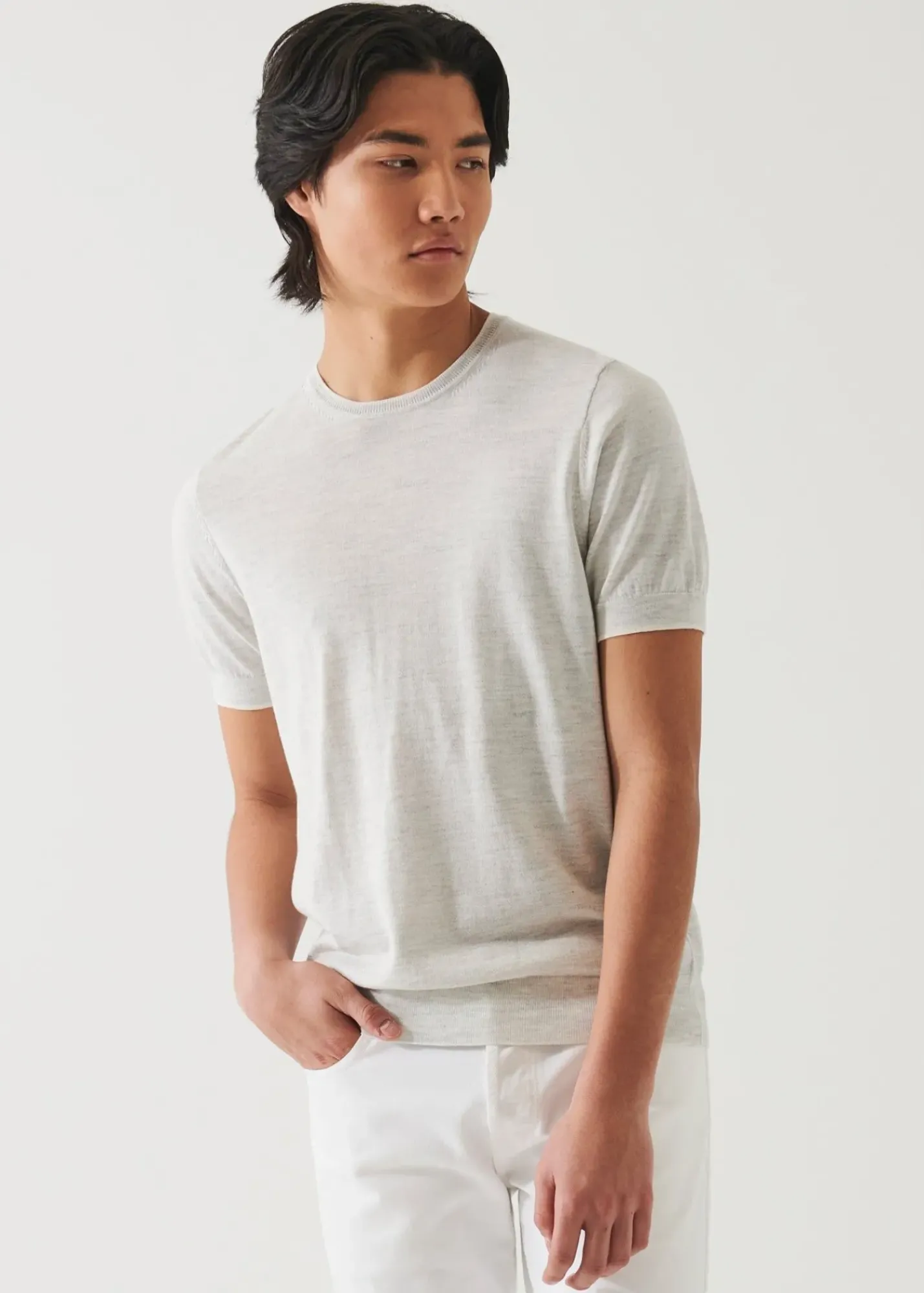 PATRICK ASSARAF Cotton Cupro Short Sleeve Crewneck|Men Knitwear