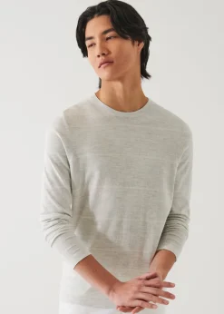 PATRICK ASSARAF Cotton Cupro Striped Crewneck|Men Knitwear