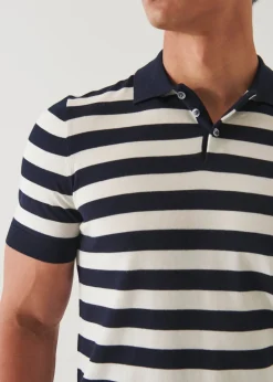 PATRICK ASSARAF Cotton Cupro Striped Polo|Men Knitwear