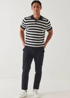 PATRICK ASSARAF Cotton Cupro Striped Polo|Men Knitwear