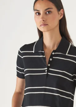 PATRICK ASSARAF Cotton Cupro Striped Short Sleeve Polo|Women Polos