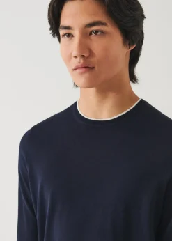 PATRICK ASSARAF Cotton Cupro Tipped Crewneck|Men Knitwear