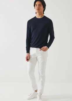 PATRICK ASSARAF Cotton Cupro Tipped Crewneck|Men Knitwear