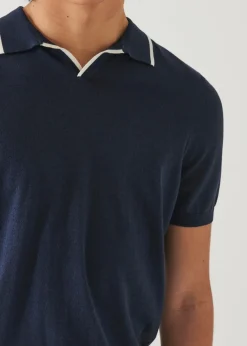 PATRICK ASSARAF Cotton Cupro Tipped Polo|Men Knitwear