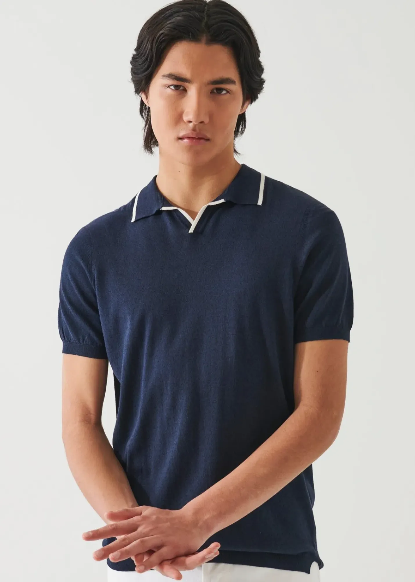 PATRICK ASSARAF Cotton Cupro Tipped Polo|Men Polos