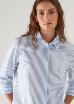 PATRICK ASSARAF Cotton Stretch Striped Shirt|Women Shirts