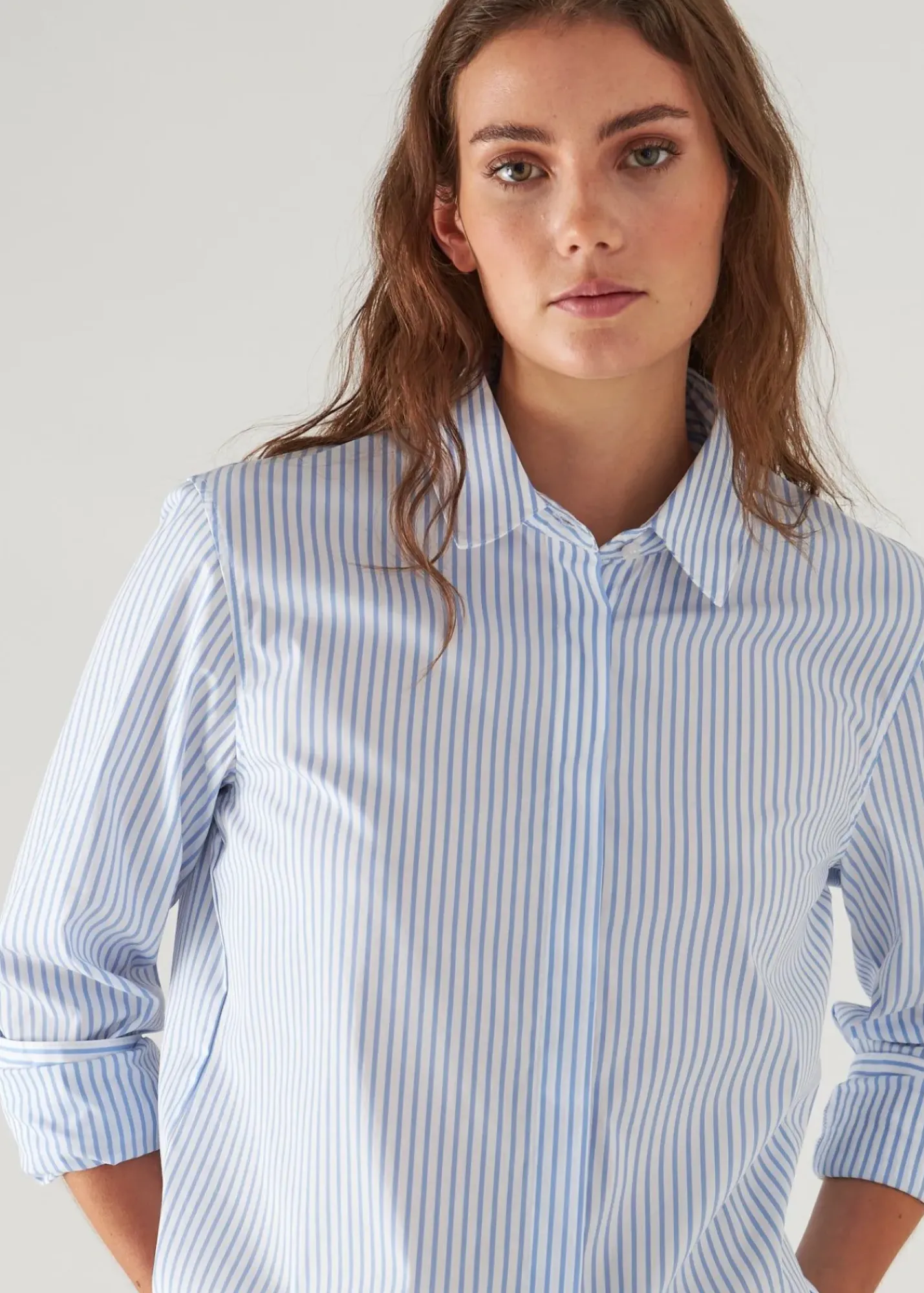 PATRICK ASSARAF Cotton Stretch Striped Shirt|Women Shirts