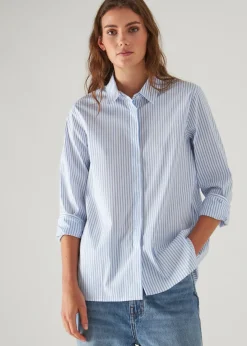 PATRICK ASSARAF Cotton Stretch Striped Shirt|Women Shirts