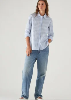 PATRICK ASSARAF Cotton Stretch Striped Shirt|Women Shirts