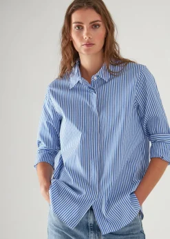PATRICK ASSARAF Cotton Stretch Striped Shirt|Women Shirts
