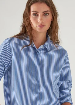 PATRICK ASSARAF Cotton Stretch Striped Shirt|Women Shirts