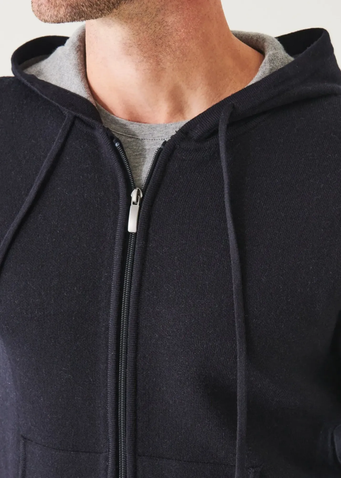 PATRICK ASSARAF Double Face Zip-Up Hoodie|Men Knitwear