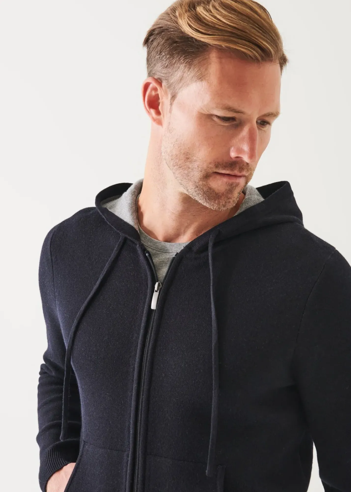 PATRICK ASSARAF Double Face Zip-Up Hoodie|Men Knitwear