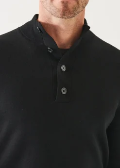 PATRICK ASSARAF Double-Face Button Mock Neck|Men Knitwear