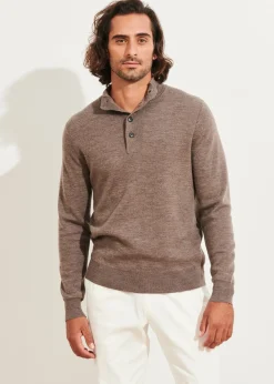 PATRICK ASSARAF Double-Face Button Mock Neck|Men Knitwear