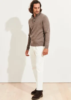 PATRICK ASSARAF Double-Face Button Mock Neck|Men Knitwear