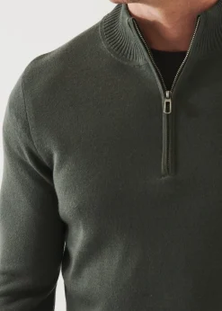 PATRICK ASSARAF Double-Face Quarter Zip Mock Neck|Men Knitwear