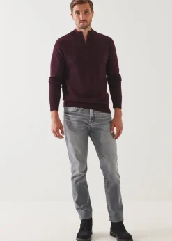 PATRICK ASSARAF Double-Face Quarter Zip Mock Neck|Men Knitwear