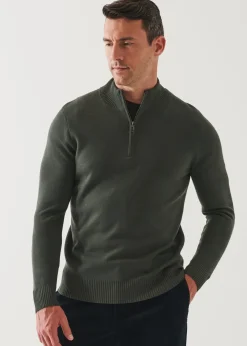 PATRICK ASSARAF Double-Face Quarter Zip Mock Neck|Men Knitwear