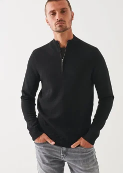 PATRICK ASSARAF Double-Face Quarter Zip Mock Neck|Men Knitwear