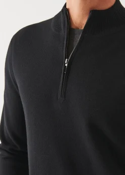 PATRICK ASSARAF Double-Face Quarter Zip Mock Neck|Men Knitwear